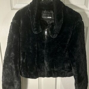 Fashion Nova Midnight Black Plush Jacket